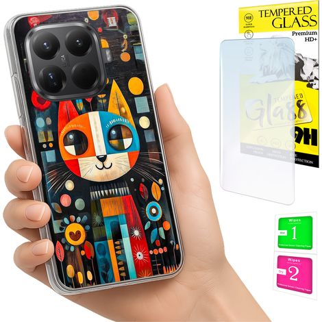 Funda para Xiaomi 15T Pro con foto y diseño gráfico de gato + cristal 9H (1/5)