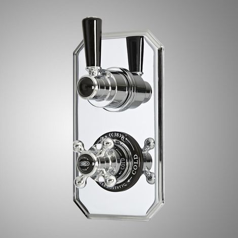 Milano Elizabeth Concealed Twin Diverter Thermostatic Mixer Shower Valve with 2 Outlets - Chrome & Black (1/3)