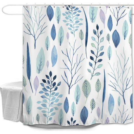 Filiyano-Rideaux de douche à motifs floraux, rideaux de douche à feuilles, rideaux de douche à plantes tropicales, rideaux de douche en tissu (1/5)