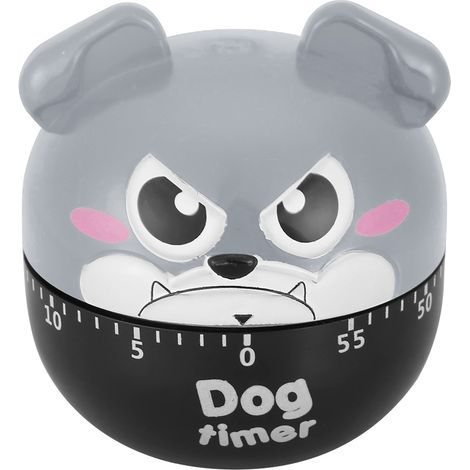 Mechanical kitchen timer, cute dog manual counter for home kitchen reminder tool (grey) (1/5)