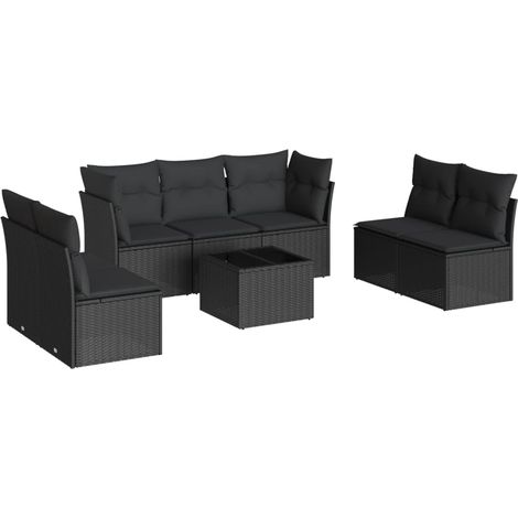 Maison Exclusive - Set Divani da Giardino con Cuscini 8 pz Nero in Polyrattan