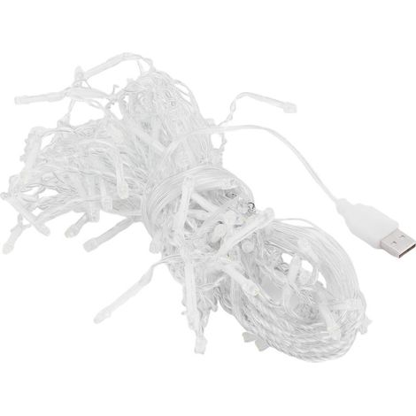Guirlande lumineuse 96LED USB, rideau lumineux blanc chaud pour fête et décoration