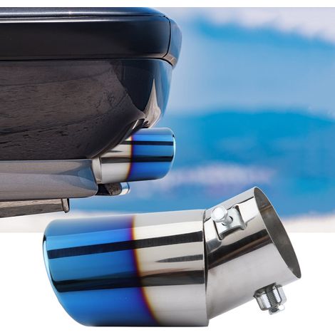 Tuyau d'échappement courbé universel en acier inoxydable bleu chrome, embout de silencieux arrière pour voiture, sortie de pot personnalisée, pièce de rechange auto (1/5)