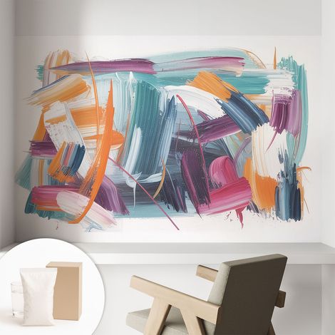 Tapete Vliestapete mit Kleber für Wohnzimmer Schlafzimmer Küche - Wanddekoration Energische Pinselstriche 104x70 cm (1/5)
