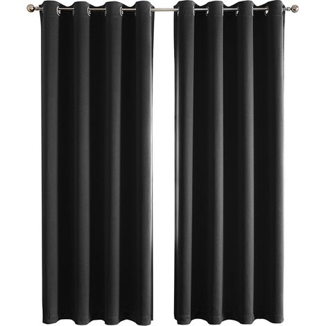 Rideau Occultant 140x240 cm Noir Blackout pour Chambre Salon Isolation Lumineuse Thermique Réduction Lumière (1/5)