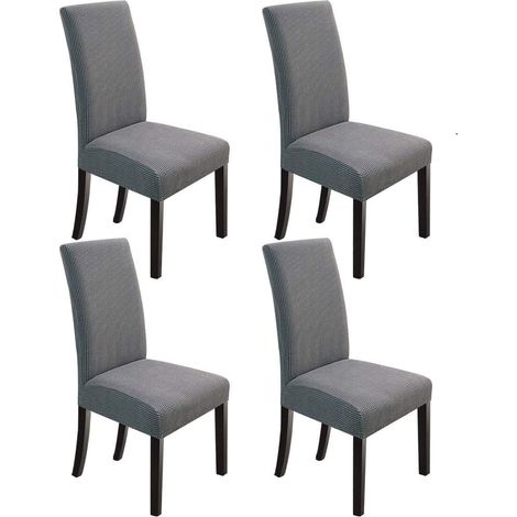 Coprisedie elastici per sedie da sala da pranzo, confezione da 4, grigio kaki