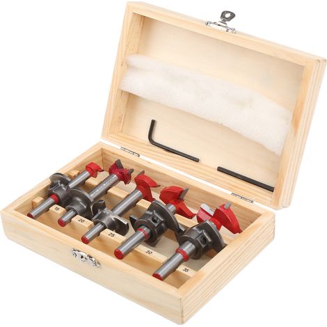 5-teiliges Scharnierfräser-Set, Türbohrer aus legiertem Stahl mit Anschlag (1/5)