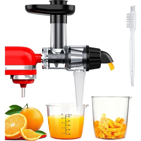 Entsafter kompatibel mit KitchenAid – Zubehör kompatibel mit Kaltpressentsaftern, Obst- und Gemüsepressen – Mit Einfüllschacht und Reinigungsbürste (1/5)