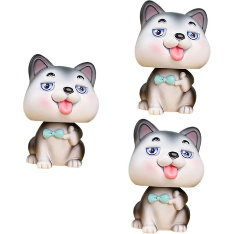 3 Pièces Ornements de Chien de Dessin animé dessinéo Mignonette Mini-Jouet tête pour Tableau de Bord de Voiture décor de Voiture décors de Chiens Miniatures décor de Chien résine (1/5)