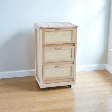 Carrello mobiletto con ante in legno a ribalta Naturale LANDHELL (1/5)