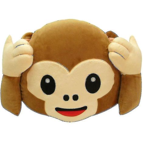 Filiyano-Coussin avec icône émotionnelle visage de singe 32x32cm Je ne peux pas entendre/ne peut pas voir/ne peut pas parlerhh