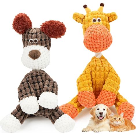 Ensemble de jouets pour chiens JeiibrZui - 2 pièces - Avec couineur - Pour chiens de petite, moyenne et grande taille - Jouet en peluche robuste pour chiot (1/5)