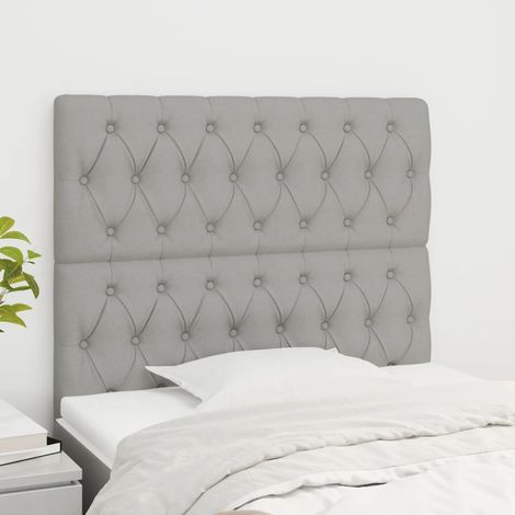 2 pcs Têtes de lit pour lit adulte, Tableau décoratif de chevet Gris clair 90x7x78/88 cm Tissu SDG34501 (1/5)