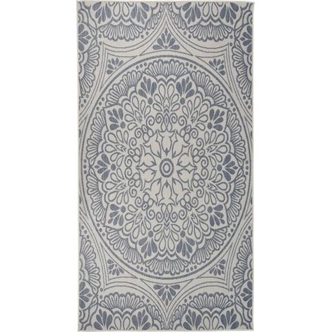 Tapis à tissage plat d'extérieur 80x150 cm Motif bleu vidaXL