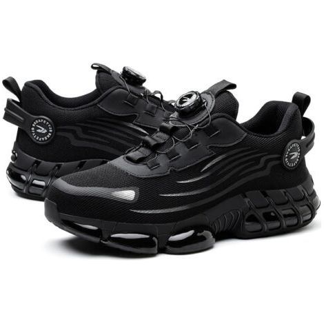 Chaussures de sécurité de travail anti-écrasement et anti-perforation, chaussures de sécurité à lacets à boucle rotative, chaussures de sécurité tissées volantes respirantes, chaussures de sport de sé (1/5)