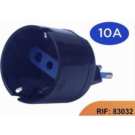 Trade Shop - Adattatore Spina Elettrica 2p+t 10a Schuko Standard Italiano-tedesco Nero 83032 - (1/3)