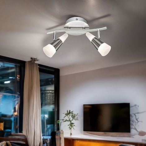 Plafoniera 2 faretti a soffitto fiamma orientabili plafoniera grigia spot LED, con faretti mobili in grigio e nichel, 2x5W 2x 300lm 3000K, LxPxH: 30x16.5x16 cm (1/5)