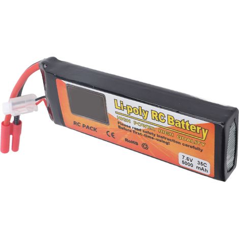 Batterie LiPo 7,6 V 5000 mAh pour voitures et véhicules radiocommandés (échelles 1/8, 1/10, 1/12 et 1/16) avec connecteur banane 4.0. (1/5)