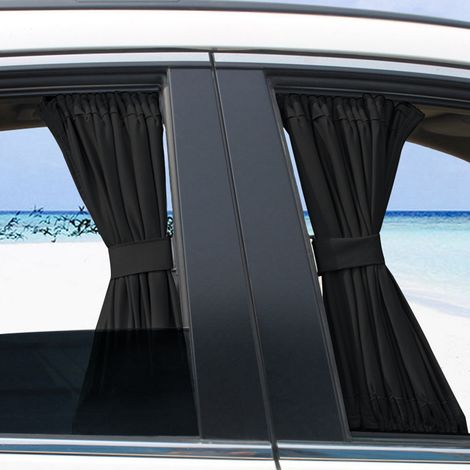 Store Voiture Pare-Soleil Rideaux 50s 2x Noir avec Rail Fixation (1/5)
