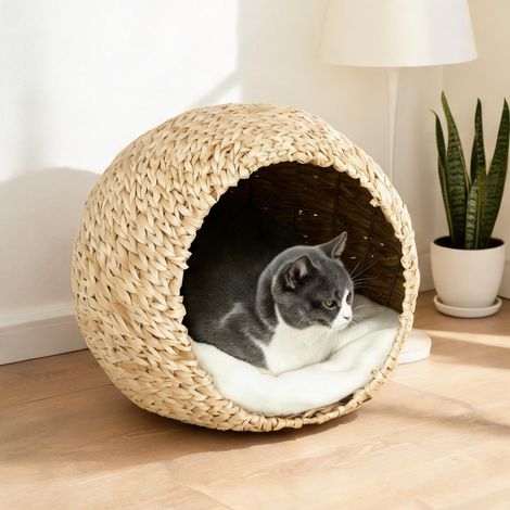 Maison pour chat marron en quenouille 45 x 41 x 37 cm (1/5)