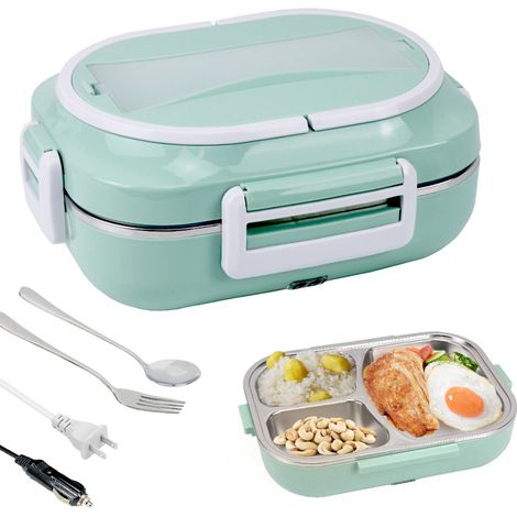 Portapranzo elettrico 2 in 1, 60W, a prova di perdite, riscaldamento rapido, con spina, colore verde. (1/5)