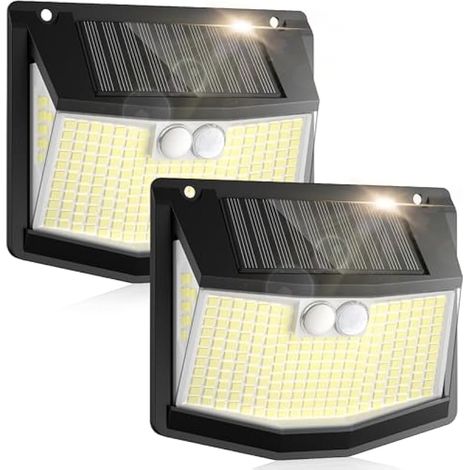 Lampe Solaire Exterieur Detecteur Mouvement: 248 LED Solaire Extérieur Projecteur avec Détecteur de Mouvement 3 Modes 270° Eclairage Lumiere Sécurité sans Fil IP65 Etanche pour Jardin Garage Lot de 2 (1/5)