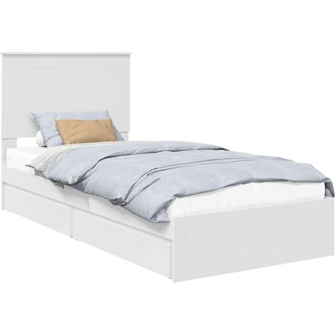 Maison Exclusive - Aufbewahrungsbett mit Kopfteil Weiß 90 x 200 c