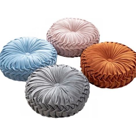 Style européen rond solide jaune coussin de siège velours tissu dos coussin canapé oreiller lit oreiller (1/4)