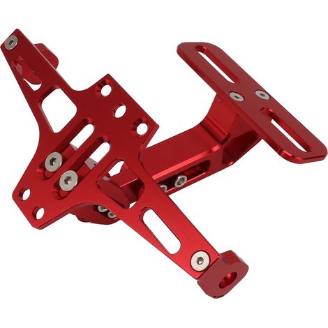 Support de plaque d'immatriculation moto en alliage d'aluminium CNC, universel et réglable, rouge (1/5)