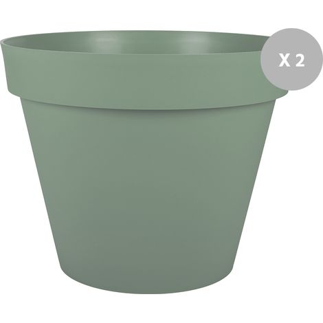 EDA – Lot de 2 pots de fleur rond 60 cm – Hauteur 47 cm – Réserve d'eau – Résistant au gel et aux UV – Fabriqué en France