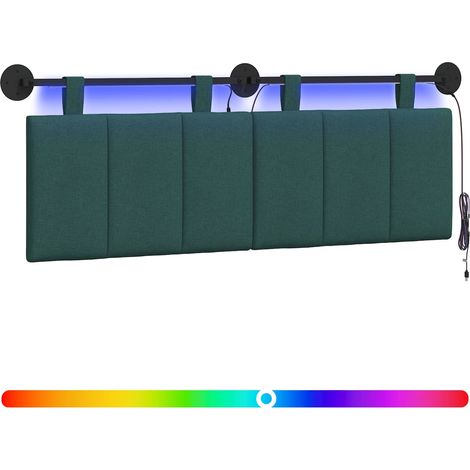 Maison Exclusive - Testiera sospesa Con luce LED Verde Scuro Tessuto (1/5)