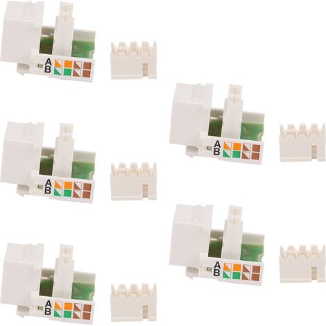 5 Modules RJ11 Cat3 pour Téléphone avec Couvercle Anti-Poussière et Câblage (1/5)