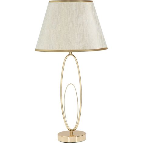Lampe de table élégante avec base dorée et abat-jour beige Flush M
