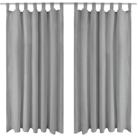 Rideaux occultants avec anneaux de suspension, 2 pièces, 140 x 225 cm, gris. (1/5)