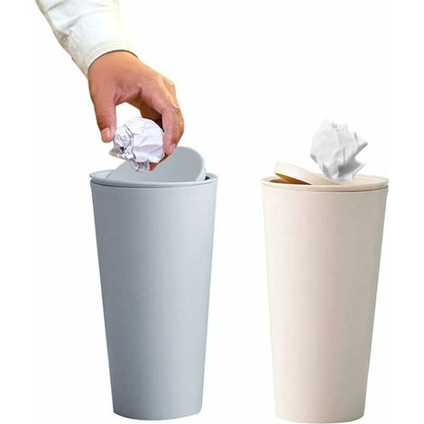 2Pcs Car Auto Trash Can, Mini Desktop Plastic Trash Can, Rotating Lid Trash Can, For Car Interior, Office, Home (Blue, Pink) (1/5)