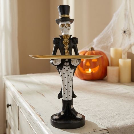 Eerie Skeleton with Gold Serving Tray (1/2)