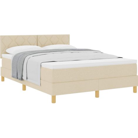 Maison Exclusive - Lit à ressorts avec coussin Crème 140 x 200 cm tissu (1/5)