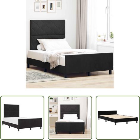 Samtbett - Boxspringbett mit Kopfteil Schwarz 120 x 190 cm Samt (1/5)
