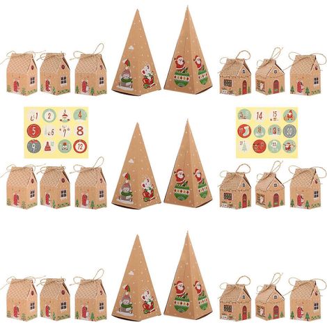 Boîte à bonbons marron, coffret cadeau de Noël et de l'Avent, idéale pour le rangement, 1 unité (1/5)