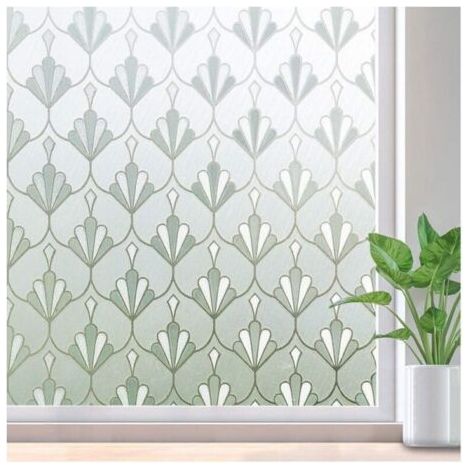 Film statique pour fenêtre, film de confidentialité, non collant, réutilisable, opaque, motif floral givré, 40 x 100 cm (1/5)