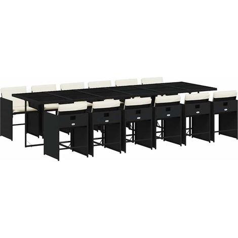 Garden Dining Set Black, Cream White PE rattan 12-seater vidaXL (1/5)