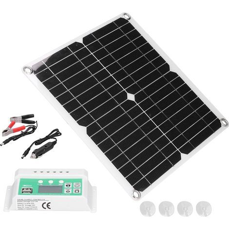 monokristallines, flexibles Solarpanel-Set 40 W, 20 A Regler, IP65, für Camping und Caravaning (1/5)