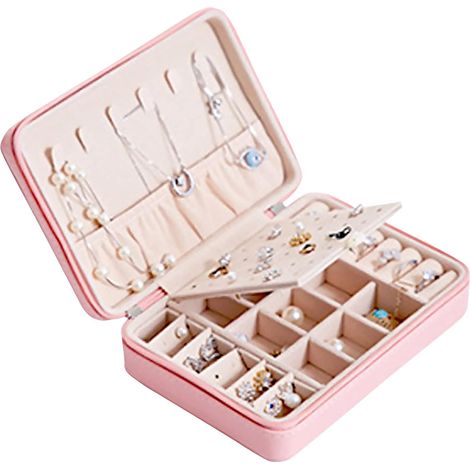 Organizzatore da viaggio per gioielli, piccola custodia da viaggio, scatole regalo per collane e orecchini, portagioie portatile, scatole regalo per gioielli all'ingrosso per orecchini, anelli, collan (1/4)