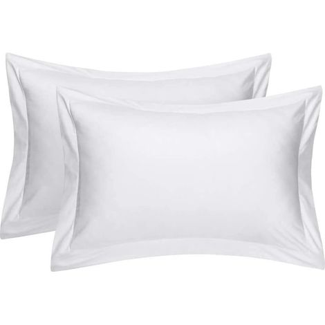 Par de fundas de almohada Oxford 100 % algodón egipcio de 200 hilos, color blanco, 50 x 80 cm