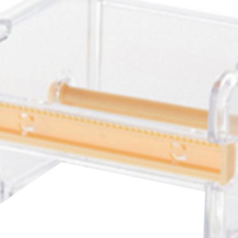 Coupe-ruban adhésif washi transparent avec deux lames dentelées, en plastique ABS, empilable pour un rangement facile, jaune.