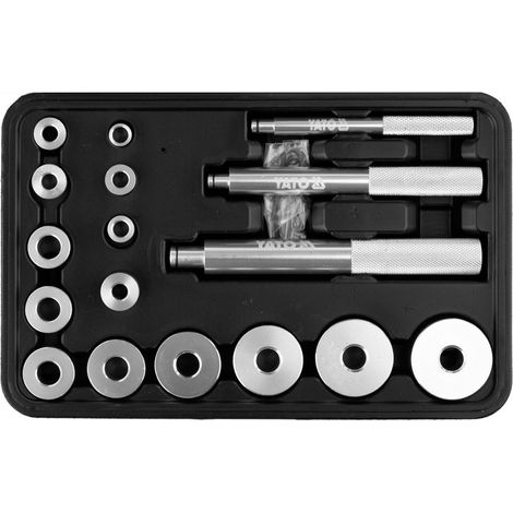 Yato – Coffret multi-outils 17 pcs – Outils en aluminium 6066 pour montage de roulements et joints – Adaptateurs de 10 à 42 mm