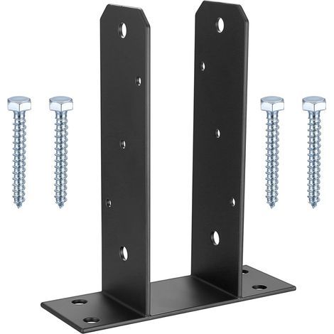 Support de poteau en U, supports de poteau de clôture, pergola en bois, support de poteau carré robuste en forme de U à visser, plaque de base, poteaux de clôture, ancrages, 7,1 cm (1/5)