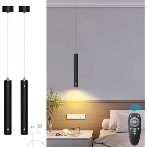 Lot de 2 Suspension Sans Fil rechargeable, Télécommande, Noir (1/5)