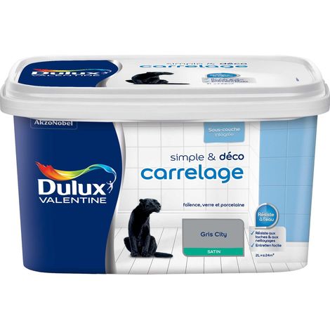 Peinture De Rénovation Simple & Deco Carrelage Satin Gris City 2 L - Dulux Valentine