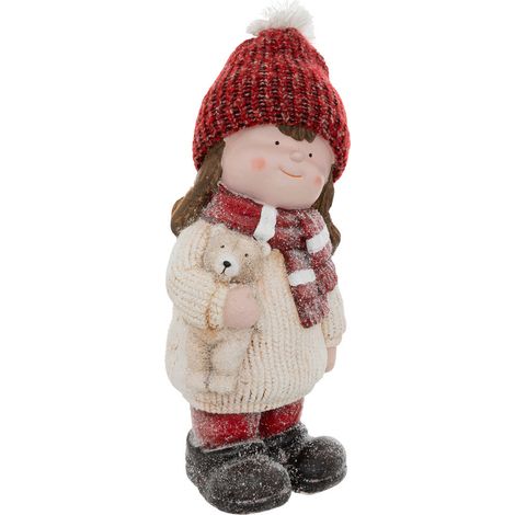 Déco de Noël Figurine fillette et Ourson H 38 cm - Feeric Christmas (1/2)